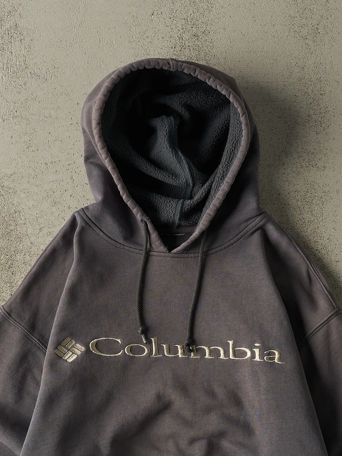 Vintage 90s Charcoal Grey Columbia Embroidered Hoodie (M) sold by Rebalance Vintage product image thumbnail 2