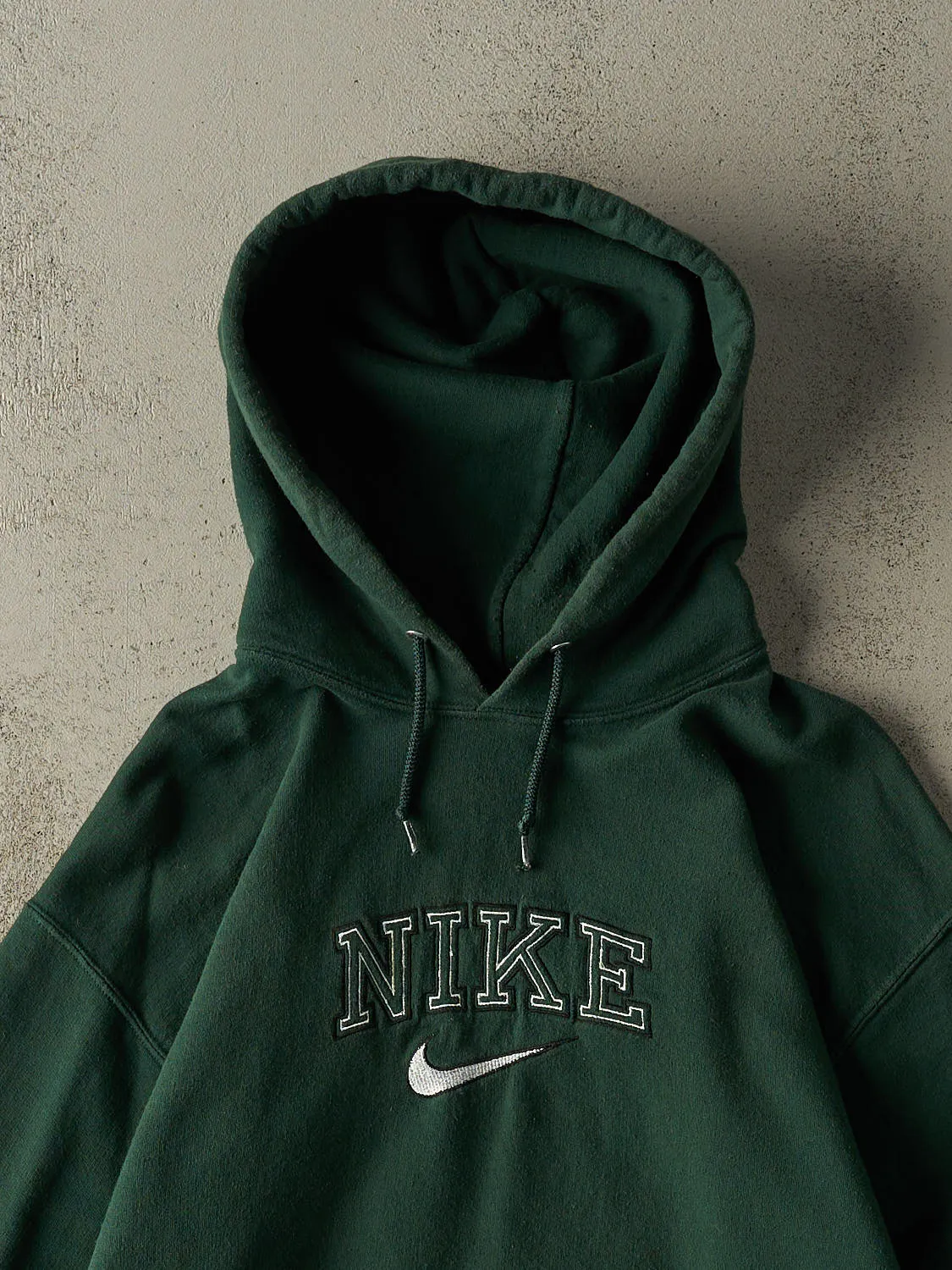 Vintage 90s Green Nike Bootleg Embroidered Hoodie (S/M) sold by Rebalance Vintage product image thumbnail 2