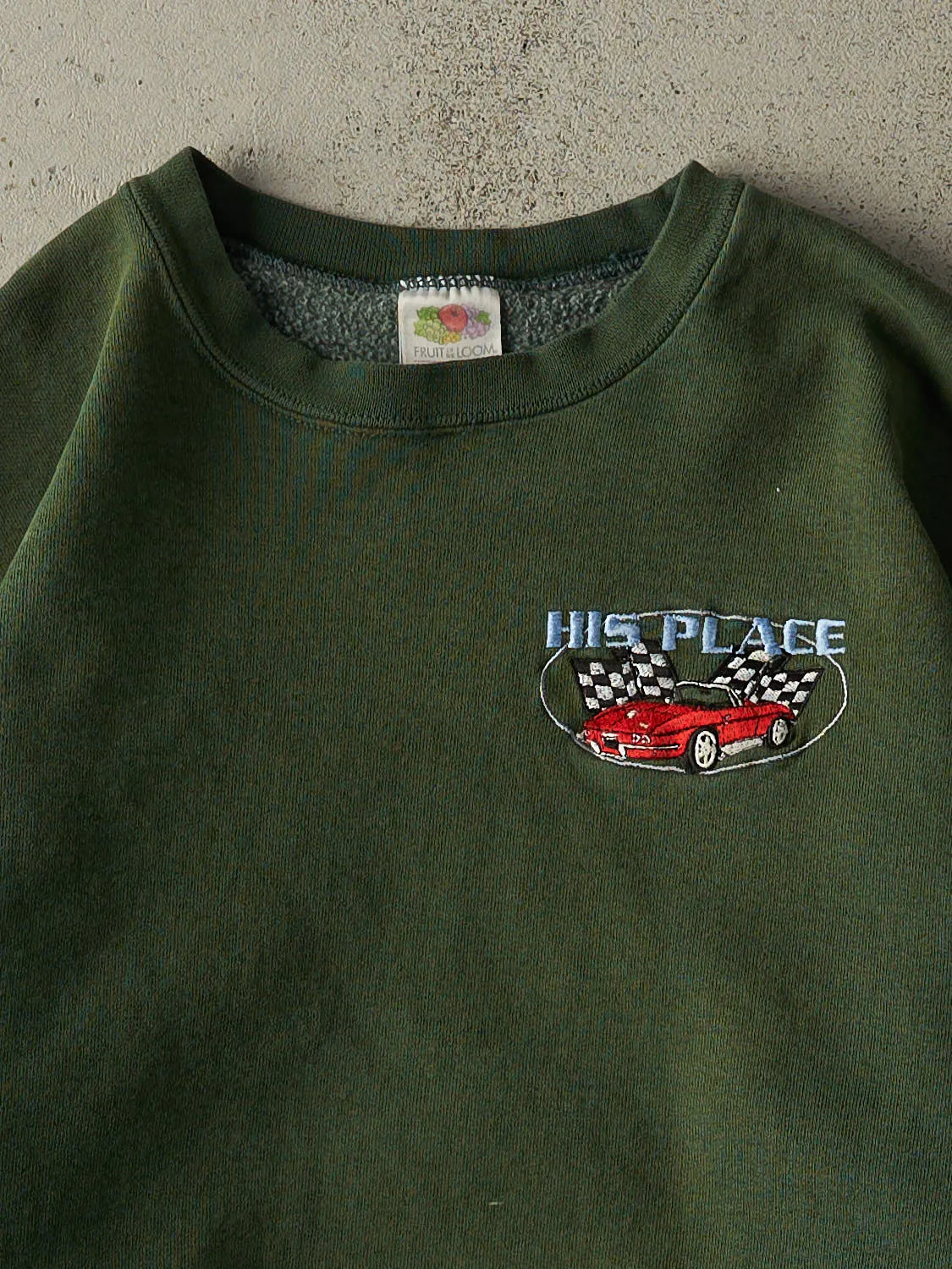 Vintage 90s Sun Faded Green Embroidered Car Crewneck (M/L) sold by Rebalance Vintage product image thumbnail 2