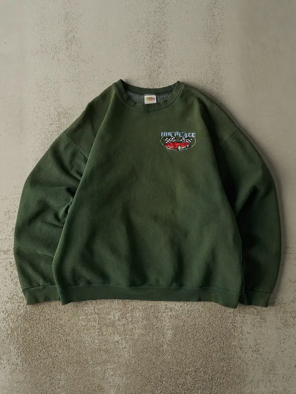 Vintage 90s Sun Faded Green Embroidered Car Crewneck (M/L) sold by Rebalance Vintage