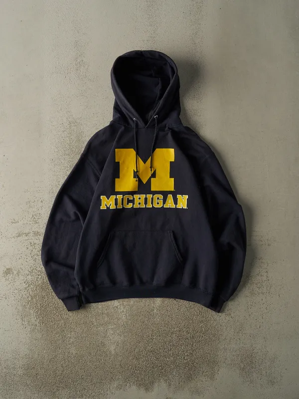 Vintage 90s Navy Blue University Of Michigan Hoodie (M) sold by Rebalance Vintage