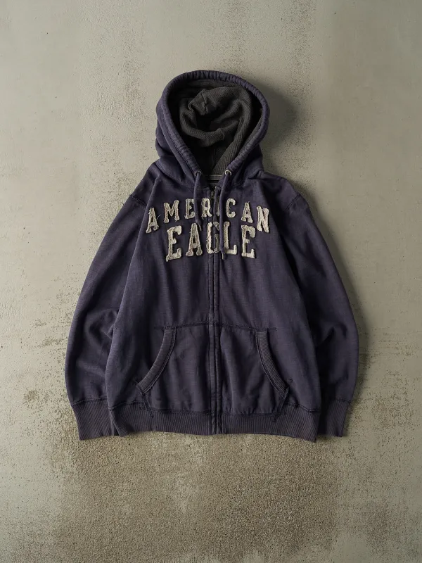 Vintage Y2K Navy Blue American Eagle Zip Up Hoodie (L) sold by Rebalance Vintage