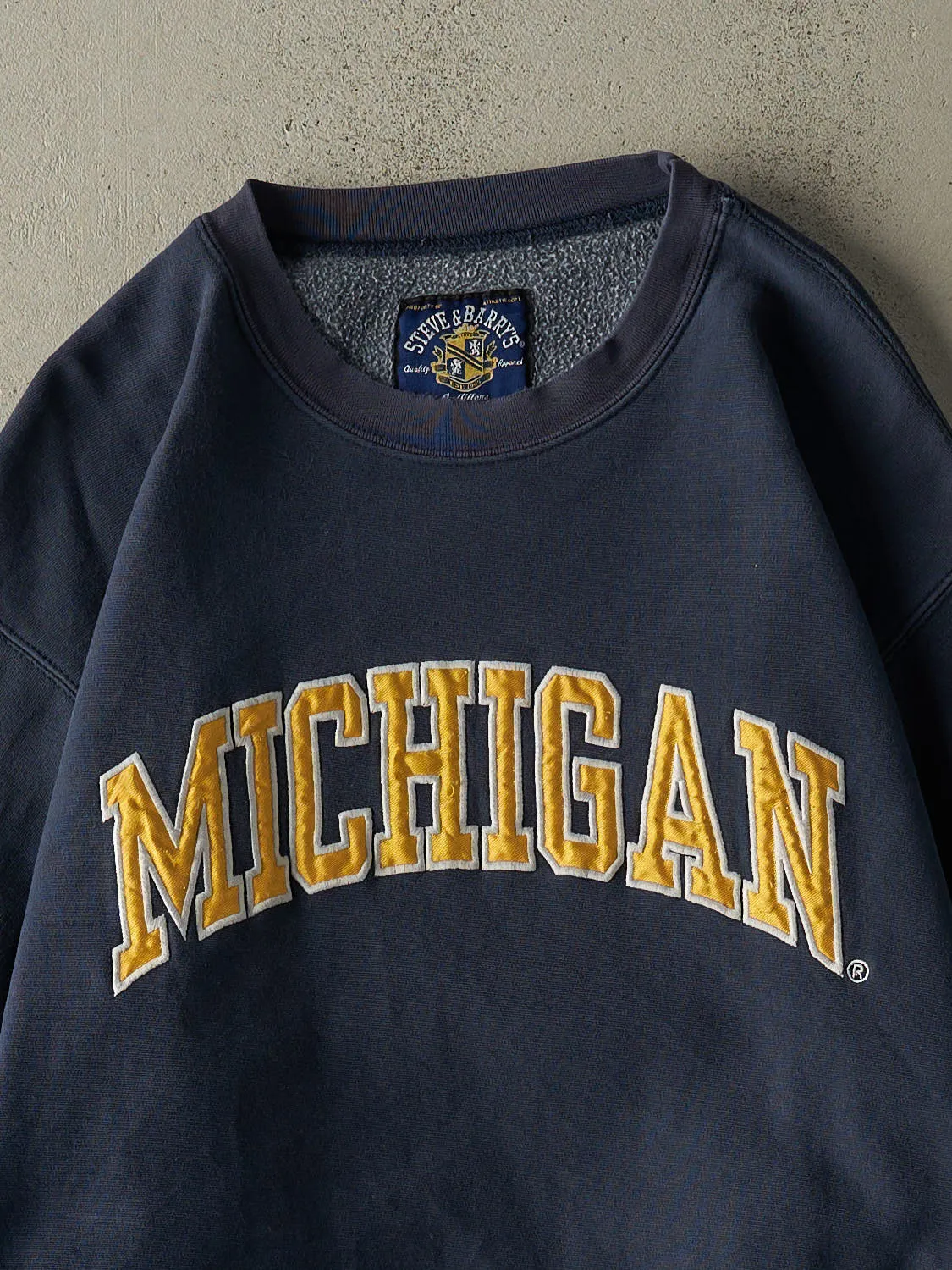 Vintage Y2K Navy Blue University Of Michigan Embroidered Crewneck (XL) sold by Rebalance Vintage product image thumbnail 2