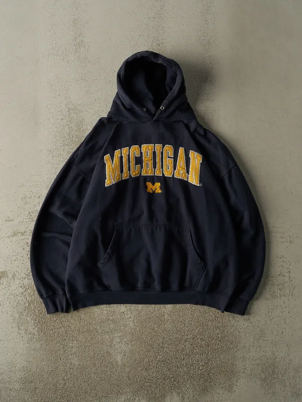 Vintage 90s Navy Blue University of Michigan Embroidered Hoodie (M) sold by Rebalance Vintage