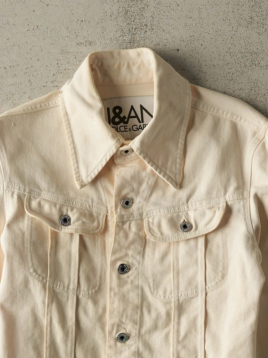 Vintage Y2K Beige Dolce & Gabbana Denim Jacket (XXS/XS) sold by Rebalance Vintage product image thumbnail 2