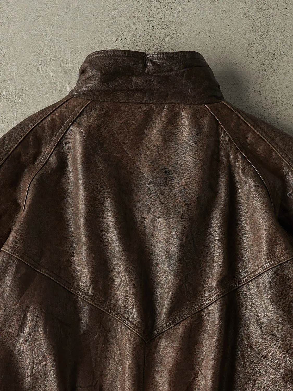 Vintage 90s Brown Adventure Bound Leather Bomber Jacket (XL/XXL) sold by Rebalance Vintage product image thumbnail 4