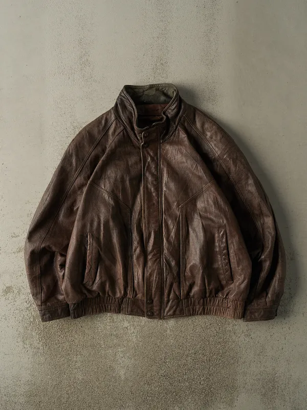 Vintage 90s Brown Adventure Bound Leather Bomber Jacket (XL/XXL) sold by Rebalance Vintage