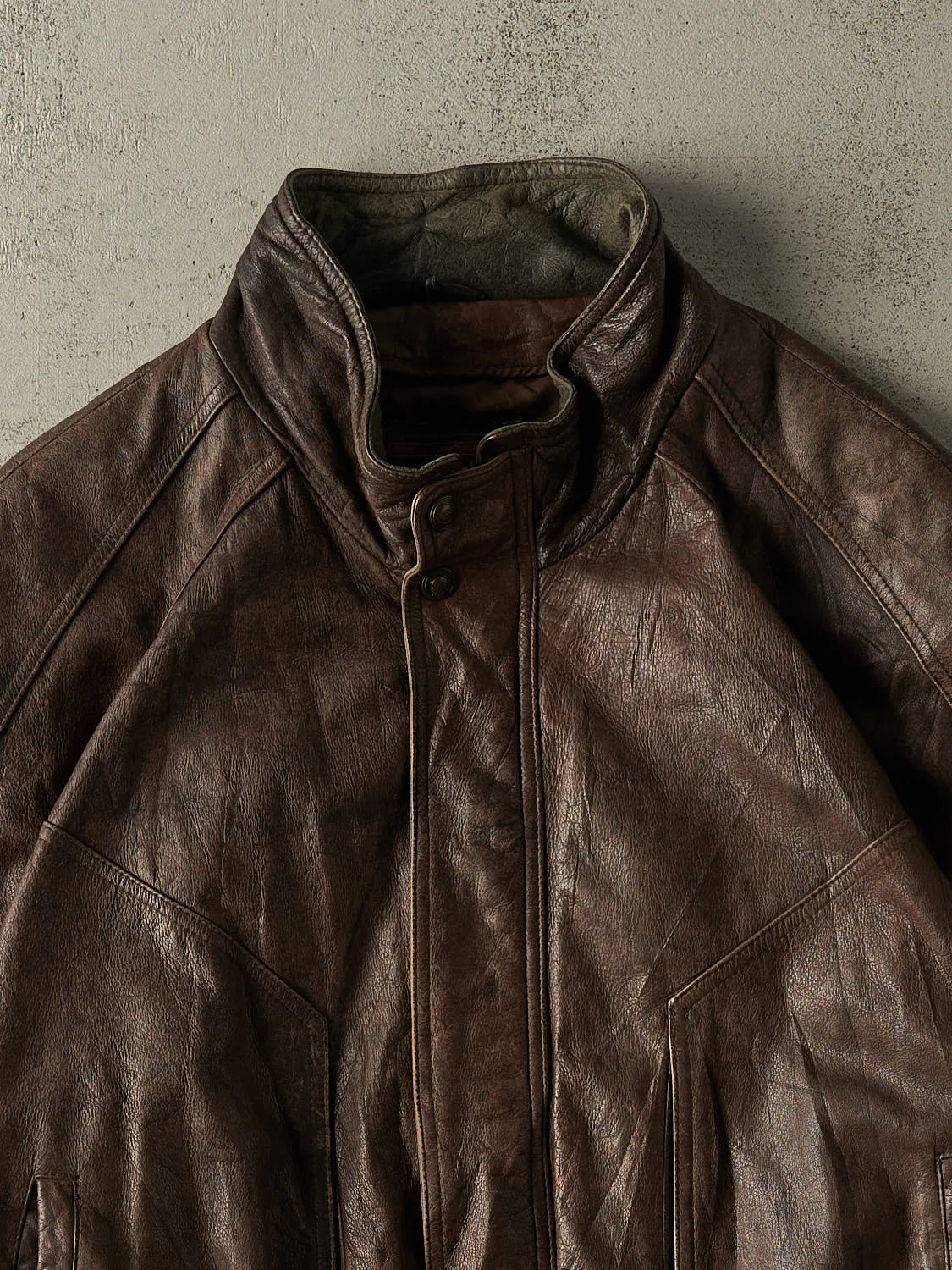 Vintage 90s Brown Adventure Bound Leather Bomber Jacket (XL/XXL) sold by Rebalance Vintage product image thumbnail 3