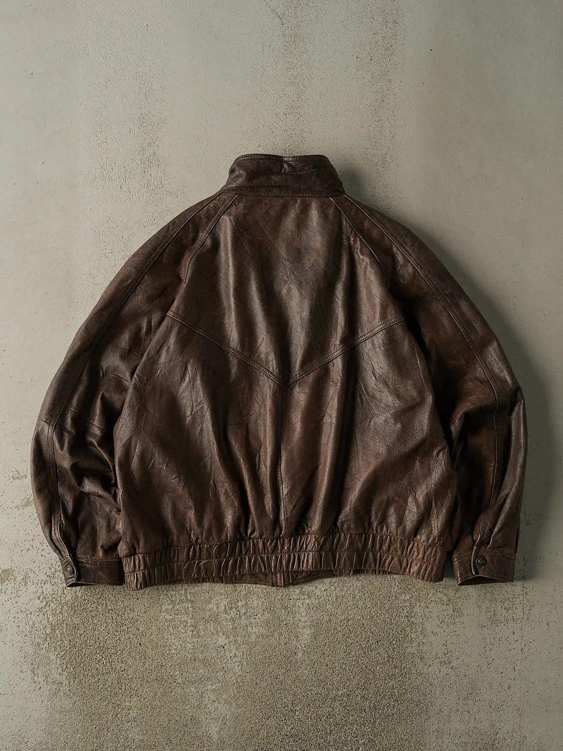 Vintage 90s Brown Adventure Bound Leather Bomber Jacket (XL/XXL) sold by Rebalance Vintage product image thumbnail 2