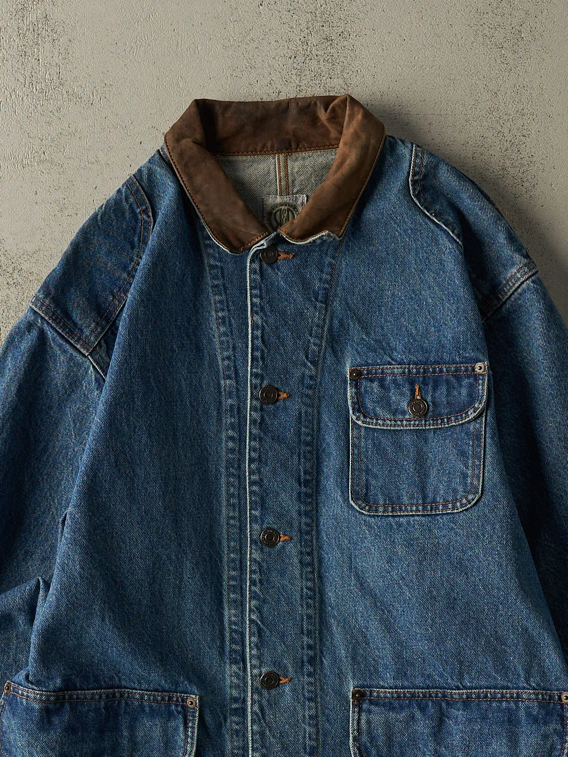 Vintage 90s Mid Wash Denim Chore Coat (L/XL) sold by Rebalance Vintage product image thumbnail 2