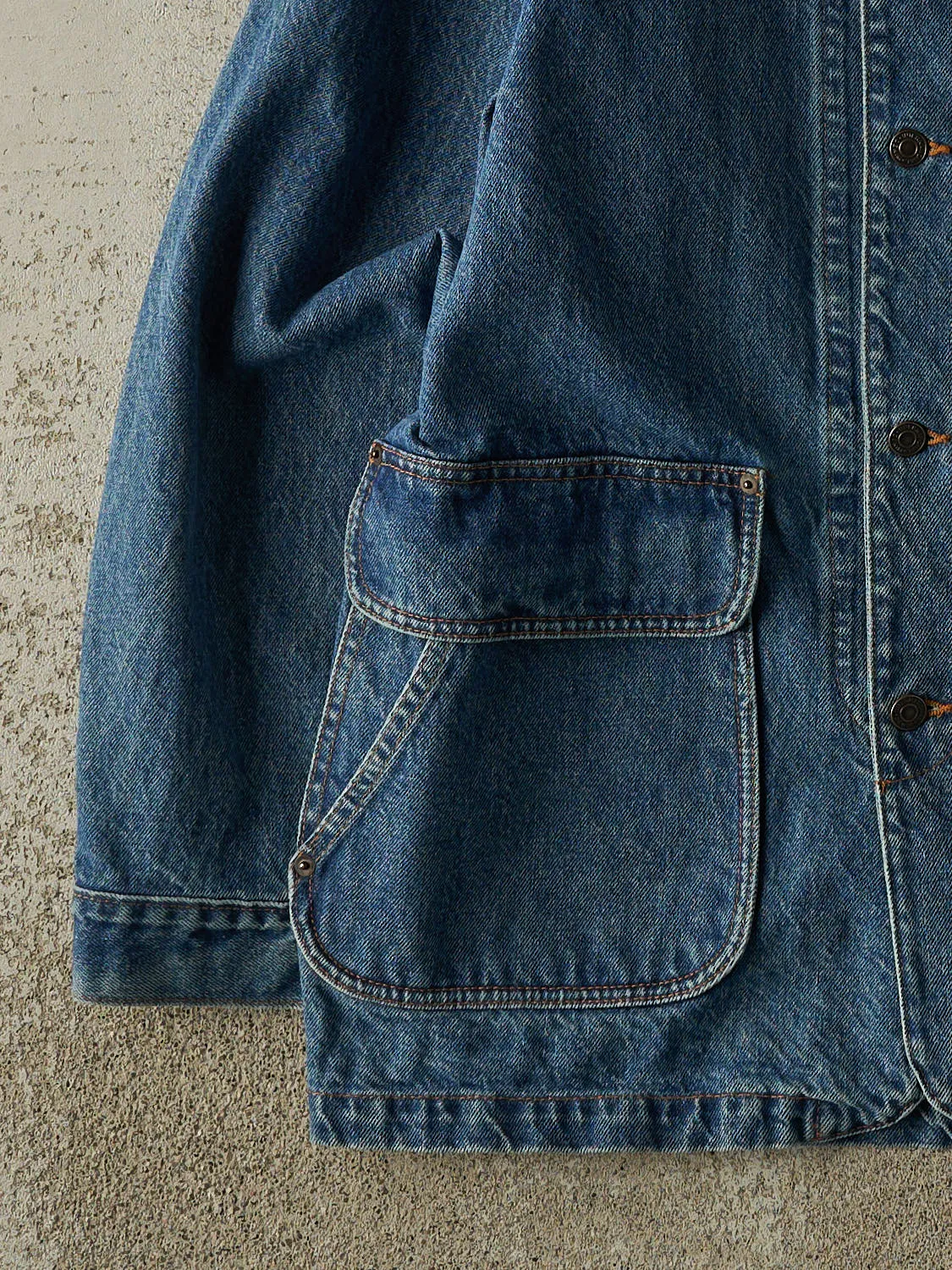 Vintage 90s Mid Wash Denim Chore Coat (L/XL) sold by Rebalance Vintage product image thumbnail 3