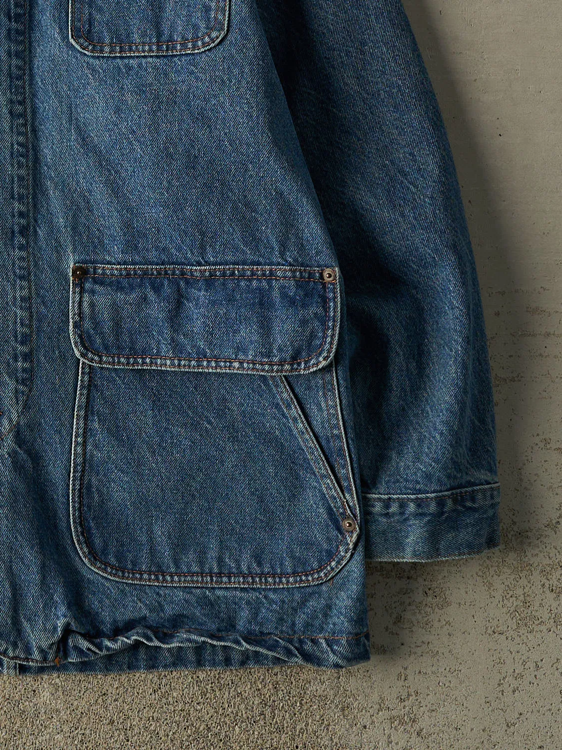 Vintage 90s Mid Wash Denim Chore Coat (L/XL) sold by Rebalance Vintage product image thumbnail 4