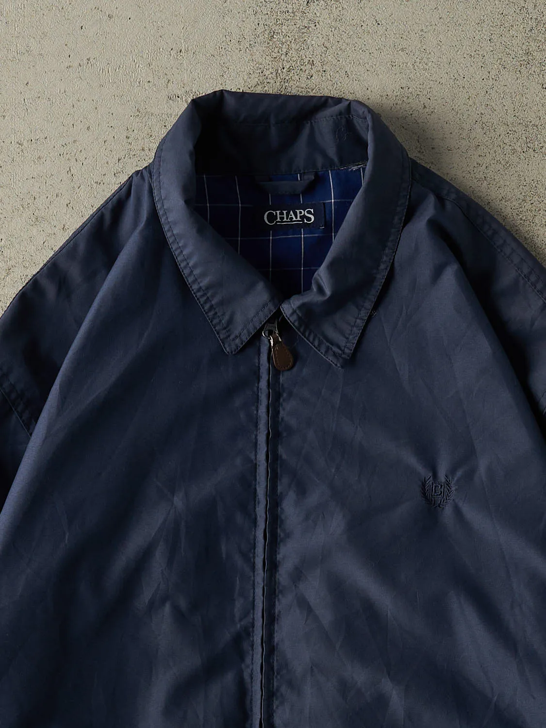 Vintage Y2K Navy Blue Chaps Embroidered Harrington Style Jacket (L/XL) sold by Rebalance Vintage product image thumbnail 3