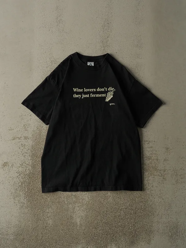 Vintage Y2K Black "Wine Lovers Don't Die" Slogan Tee (M/L) sold by Rebalance Vintage