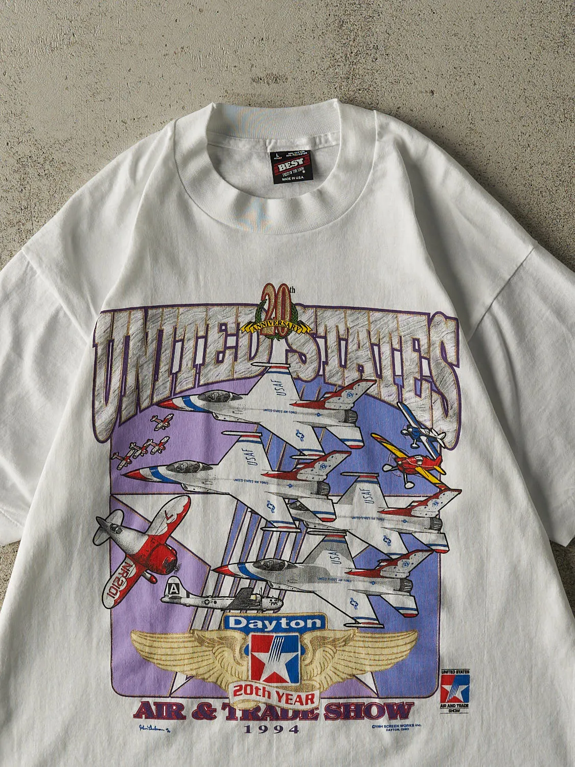 Vintage 94' White US Air & Trade Show Single Stitch Tee (M/L) sold by Rebalance Vintage product image thumbnail 2
