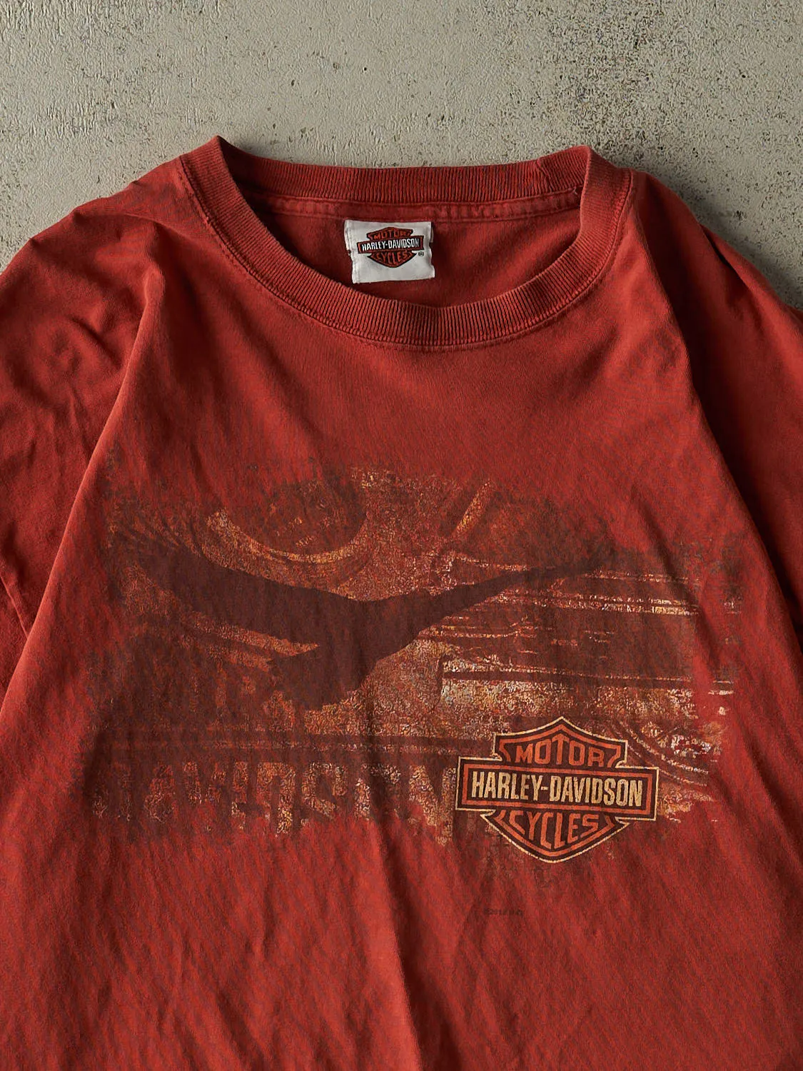 Vintage 12' Burnt Orange Harley Davidson Bellemont AZ Tee (L) sold by Rebalance Vintage product image thumbnail 3