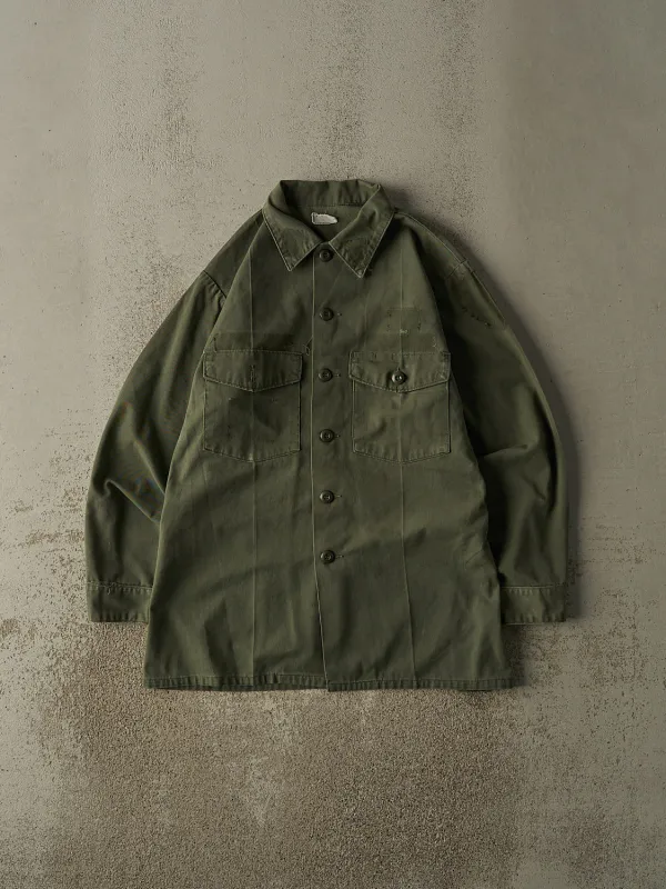 Vintage 90s Washed Green Military Button Up Long Sleeve (L/XL) sold by Rebalance Vintage