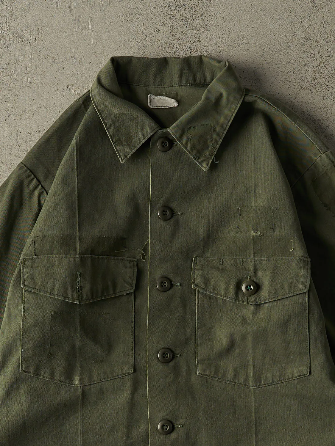 Vintage 90s Washed Green Military Button Up Long Sleeve (L/XL) sold by Rebalance Vintage product image thumbnail 2