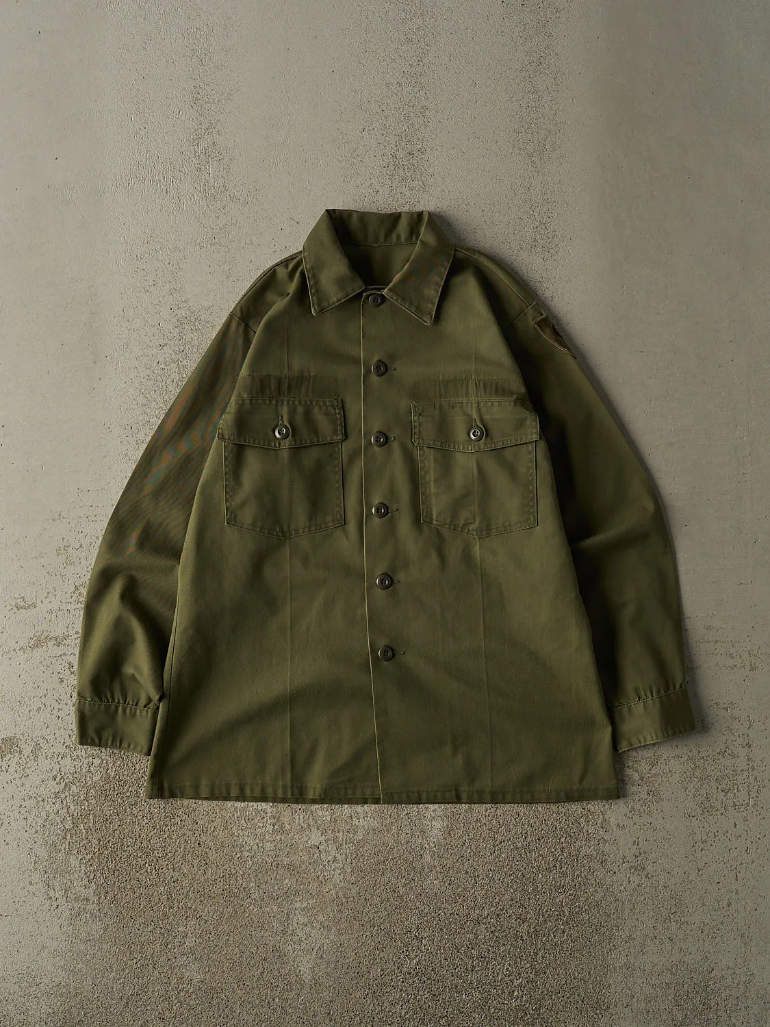 Vintage 90s Green Military Button Up Long Sleeve (L/XL) sold by Rebalance Vintage
