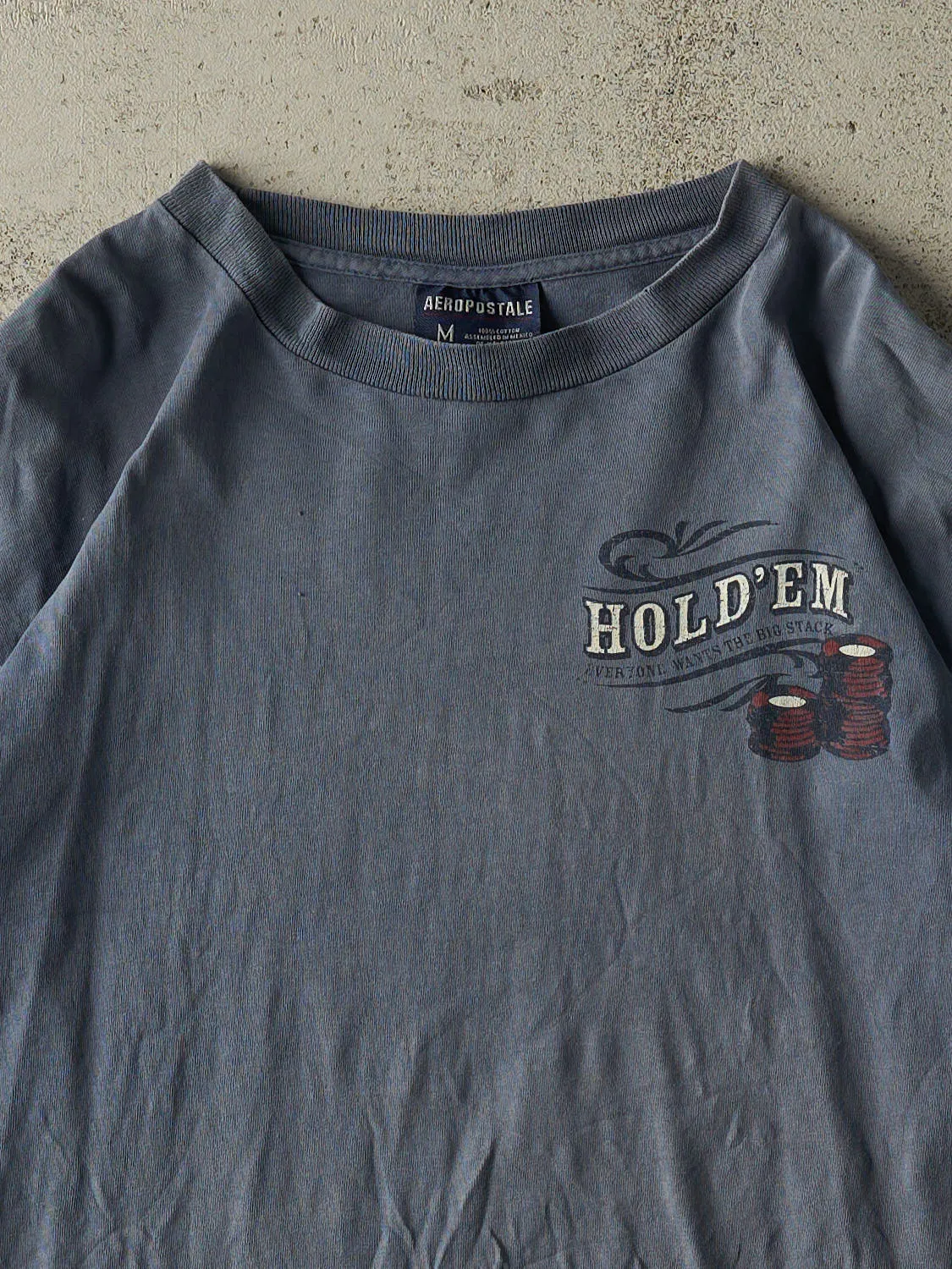 Vintage Y2K Washed Blue Aeropostale Poker Tee (S/M) sold by Rebalance Vintage product image thumbnail 3