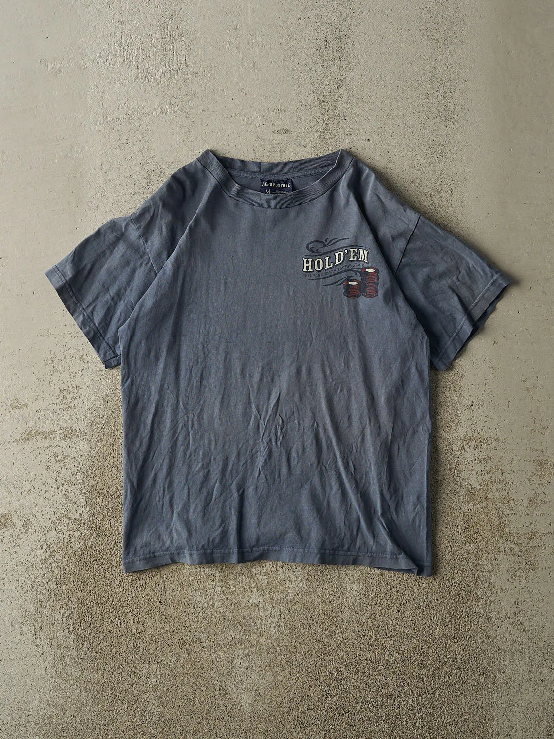Vintage Y2K Washed Blue Aeropostale Poker Tee (S/M) sold by Rebalance Vintage