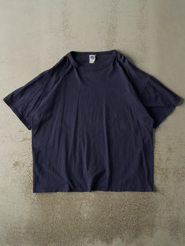 Vintage 90s Navy Blue Russell Athletic Blank Tee (XXL) sold by Rebalance Vintage