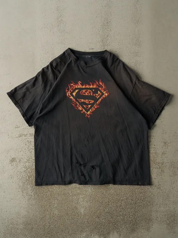 Vintage 90s Sun Faded Black Superman Tee (XL/XXL) made by Rebalance Vintage