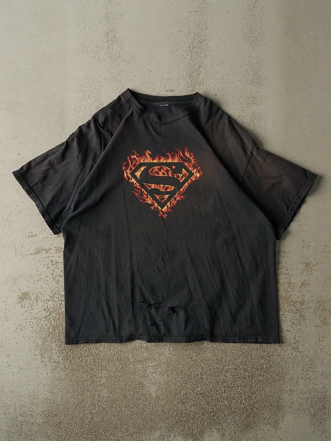 Vintage 90s Sun Faded Black Superman Tee (XL/XXL) sold by Rebalance Vintage