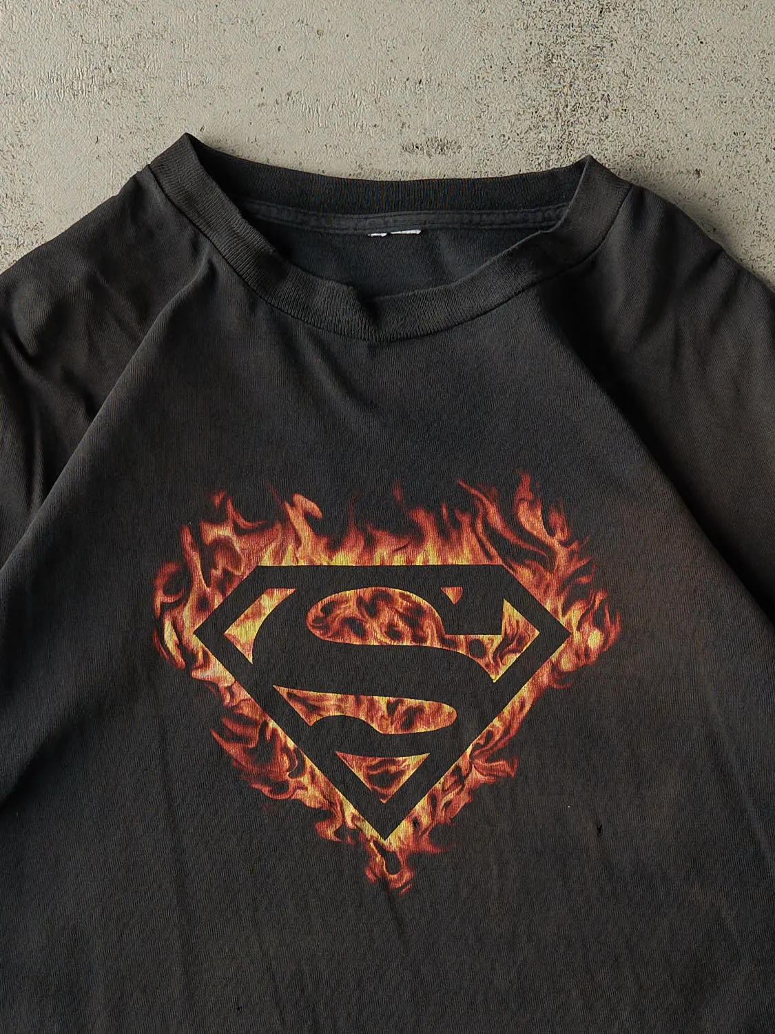 Vintage 90s Sun Faded Black Superman Tee (XL/XXL) sold by Rebalance Vintage product image thumbnail 2