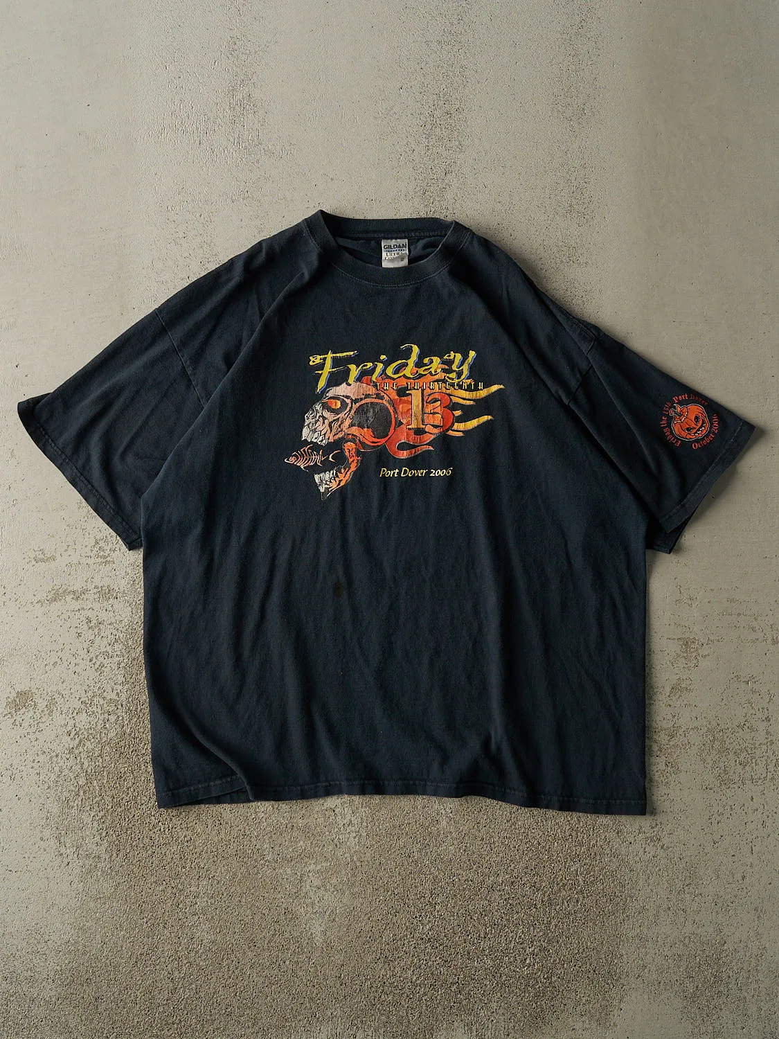 Vintage 06' Faded Black Friday The 13th Biker Tee (XXL) sold by Rebalance Vintage