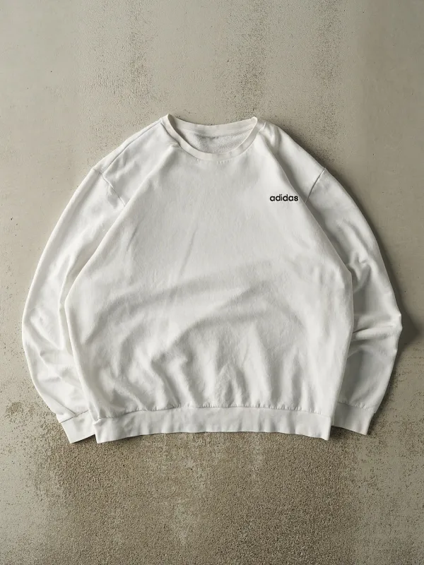 Vintage Y2K White Adidas Embroidered Logo Crewneck (XXL/XXXL) sold by Rebalance Vintage