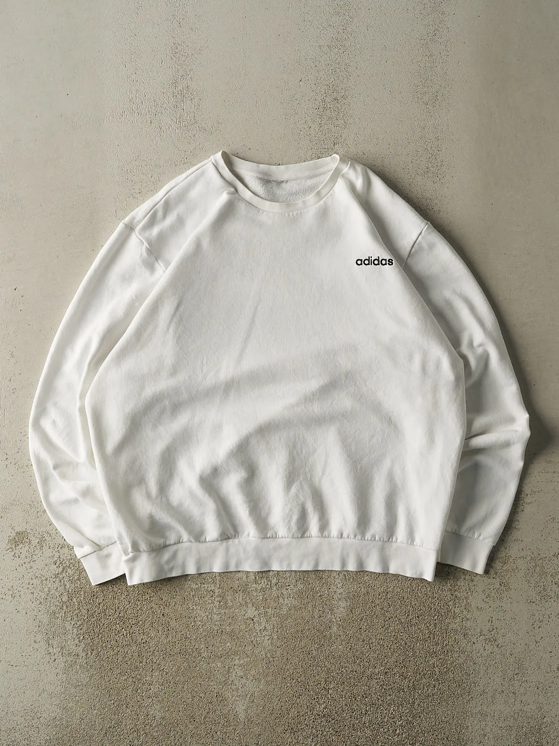 Vintage Y2K White Adidas Embroidered Logo Crewneck (XXL/XXXL) sold by Rebalance Vintage