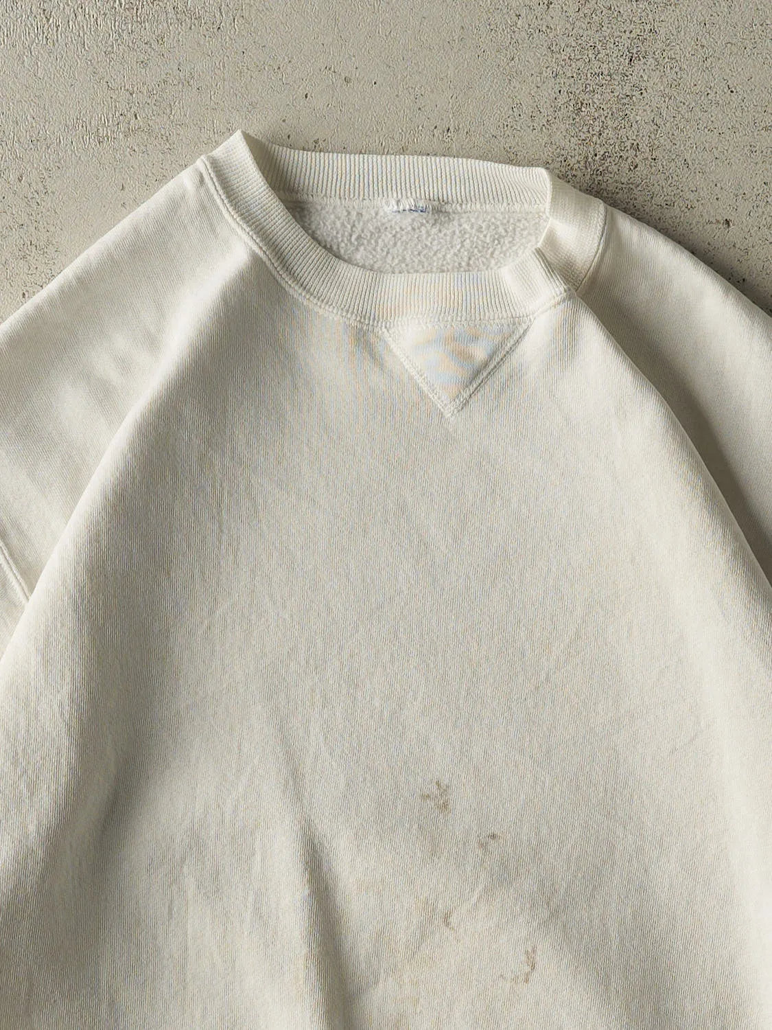 Vintage 90s White Russell Athletic Blank Crewneck (S/M) sold by Rebalance Vintage product image thumbnail 2