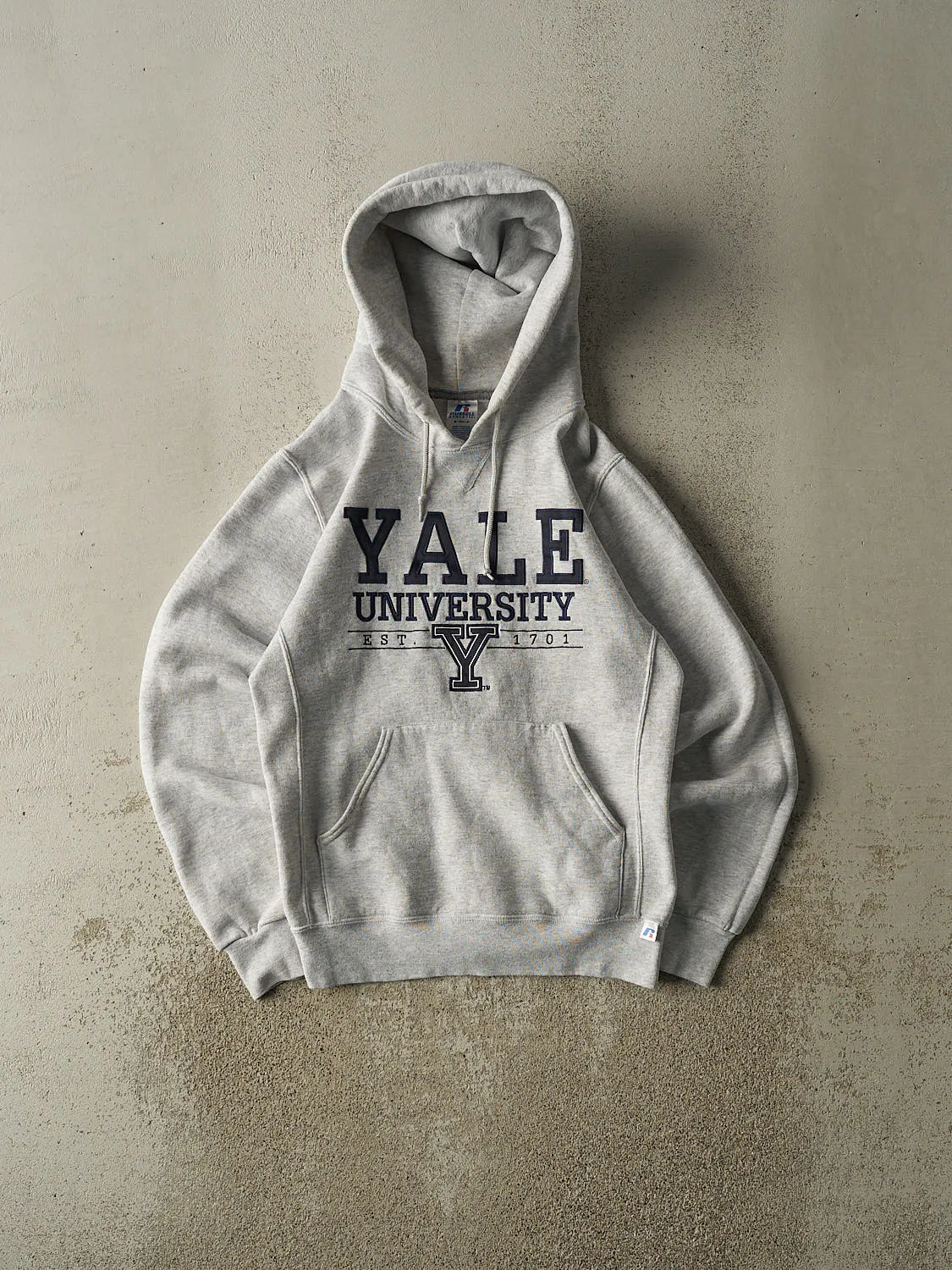 Vintage Y2K Heather Grey Russell Athletic Yale University Hoodie (XS/S) sold by Rebalance Vintage