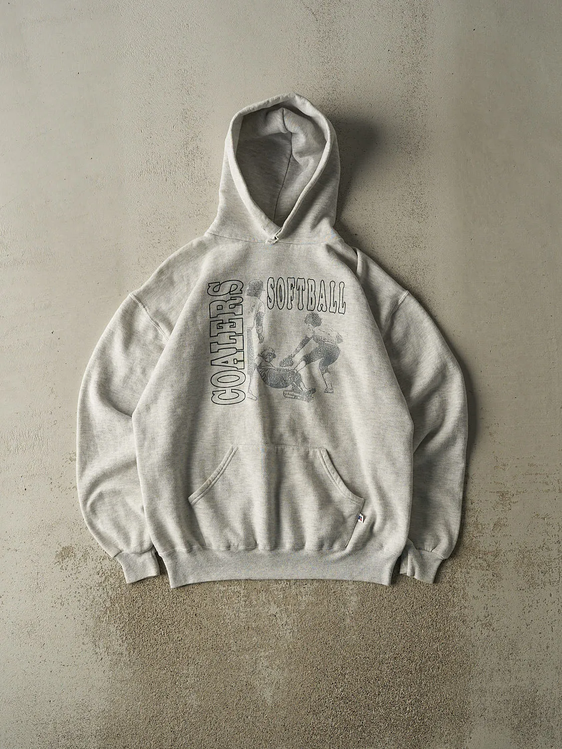 Vintage 90s Heather Grey Russell Athletic Coalers Softball Hoodie (L) sold by Rebalance Vintage