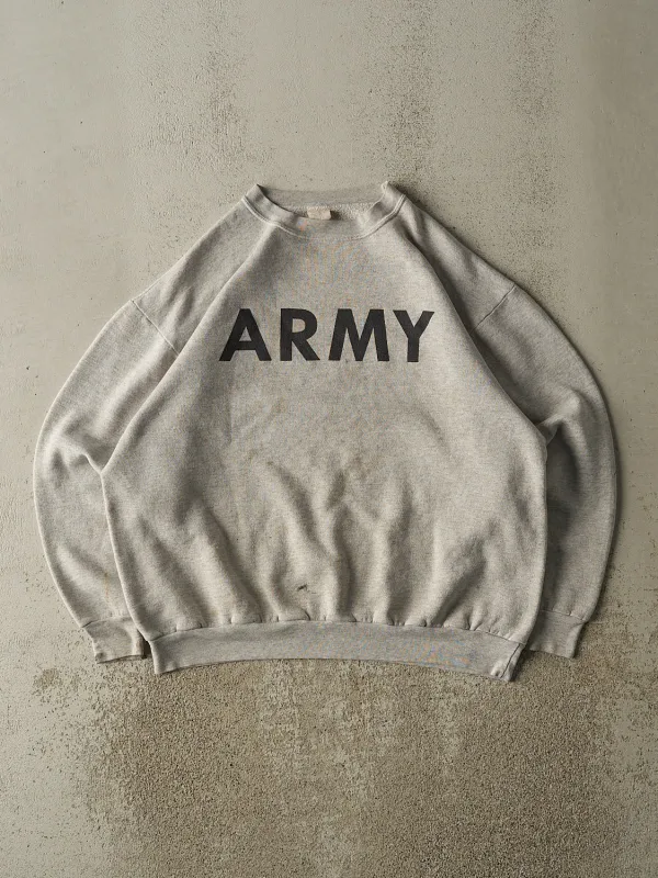 Vintage 90s Heather Grey Army Crewneck (M/L) sold by Rebalance Vintage