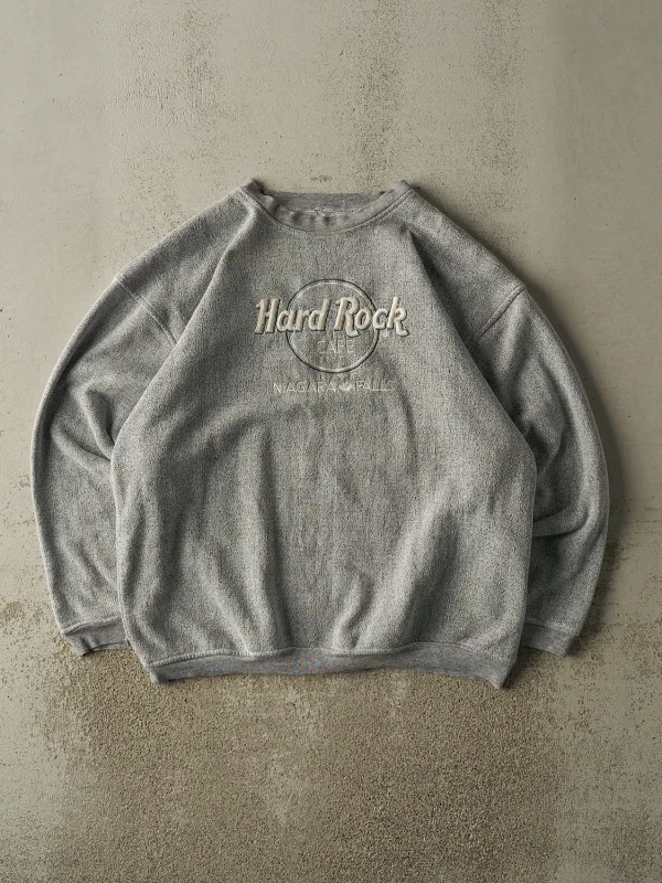 Vintage 90s Grey Hard Rock Cafe Niagara Falls Embroidered Crewneck (XL) sold by Rebalance Vintage