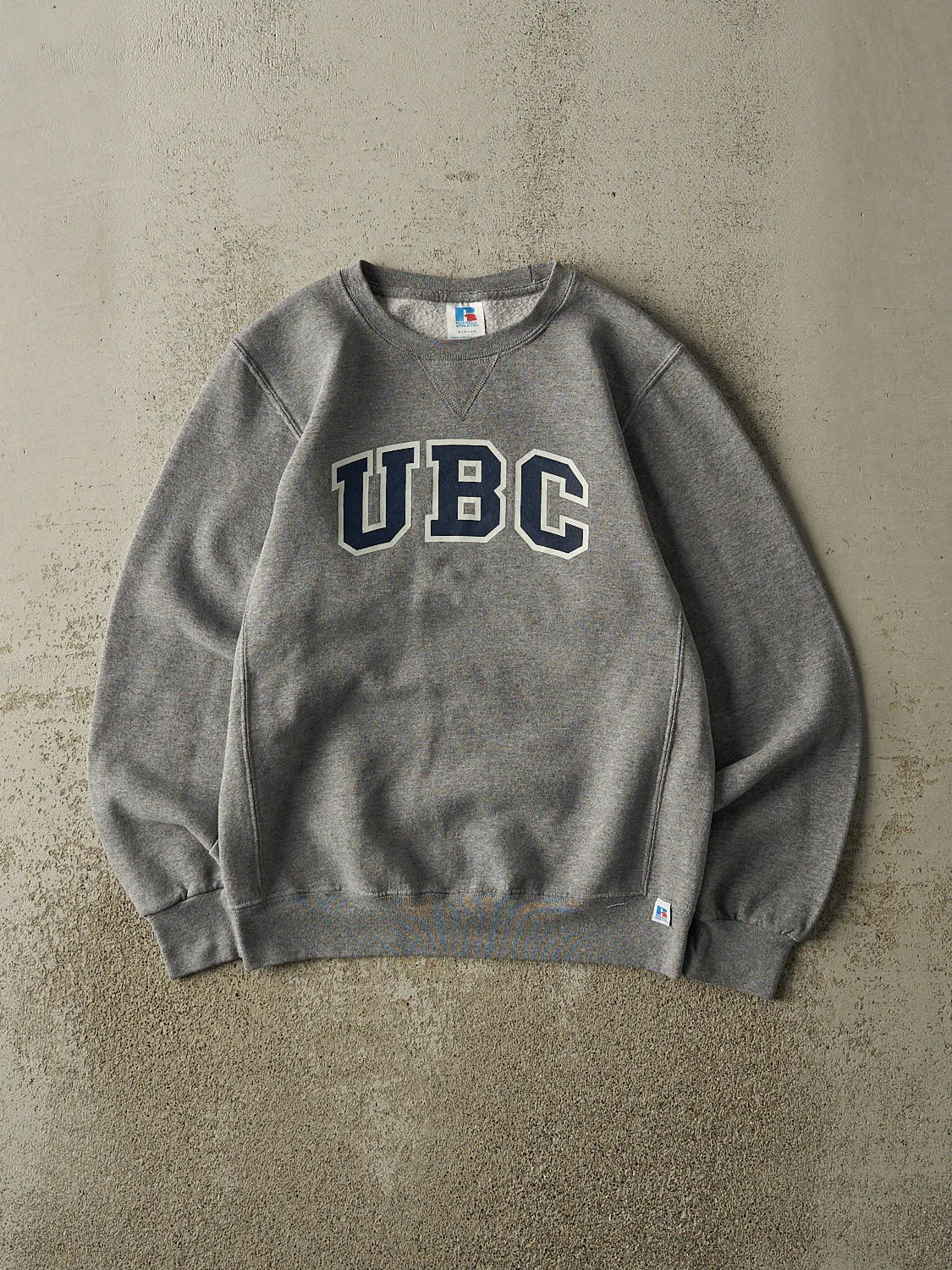 Vintage Y2K Grey Russell Athletic UBC Crewneck (XS/S) sold by Rebalance Vintage
