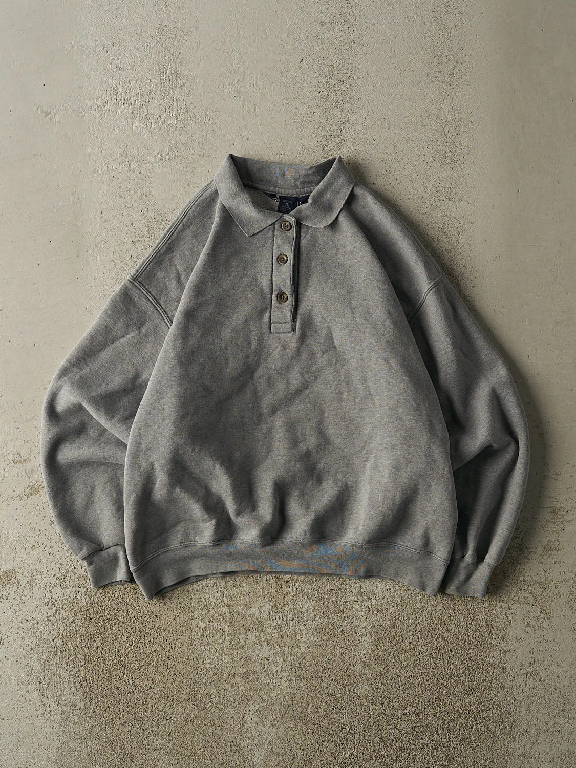 Vintage 90s Grey Quarter Button Sweatshirt (S/M) sold by Rebalance Vintage
