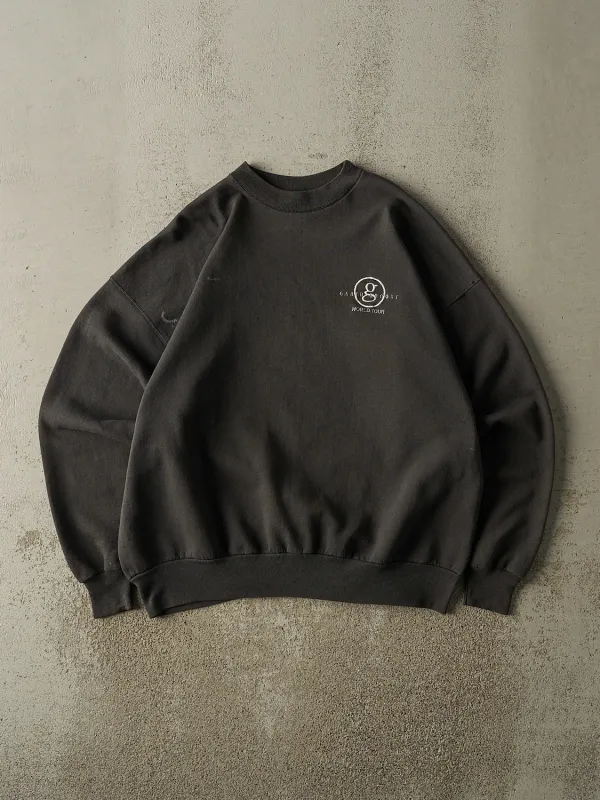Vintage 90s Charcoal Grey Garth Brooks World Tour Embroidered Crewneck (L/XL) sold by Rebalance Vintage