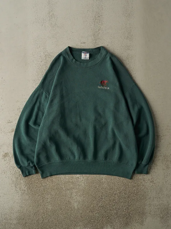 Vintage 90s Washed Green Saratoga Embroidered Crewneck (XL/XXL) sold by Rebalance Vintage