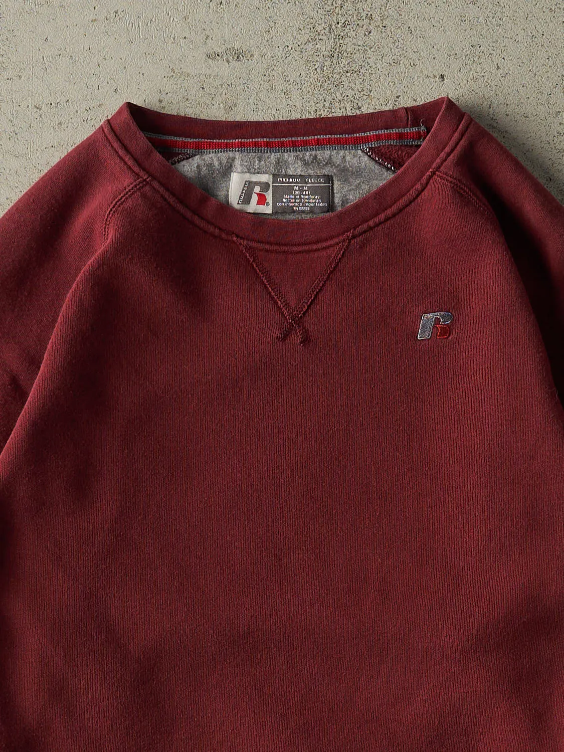 Vintage Y2K Burgundy Russell Athletic Embroidered Crewneck (M/L) sold by Rebalance Vintage product image thumbnail 2