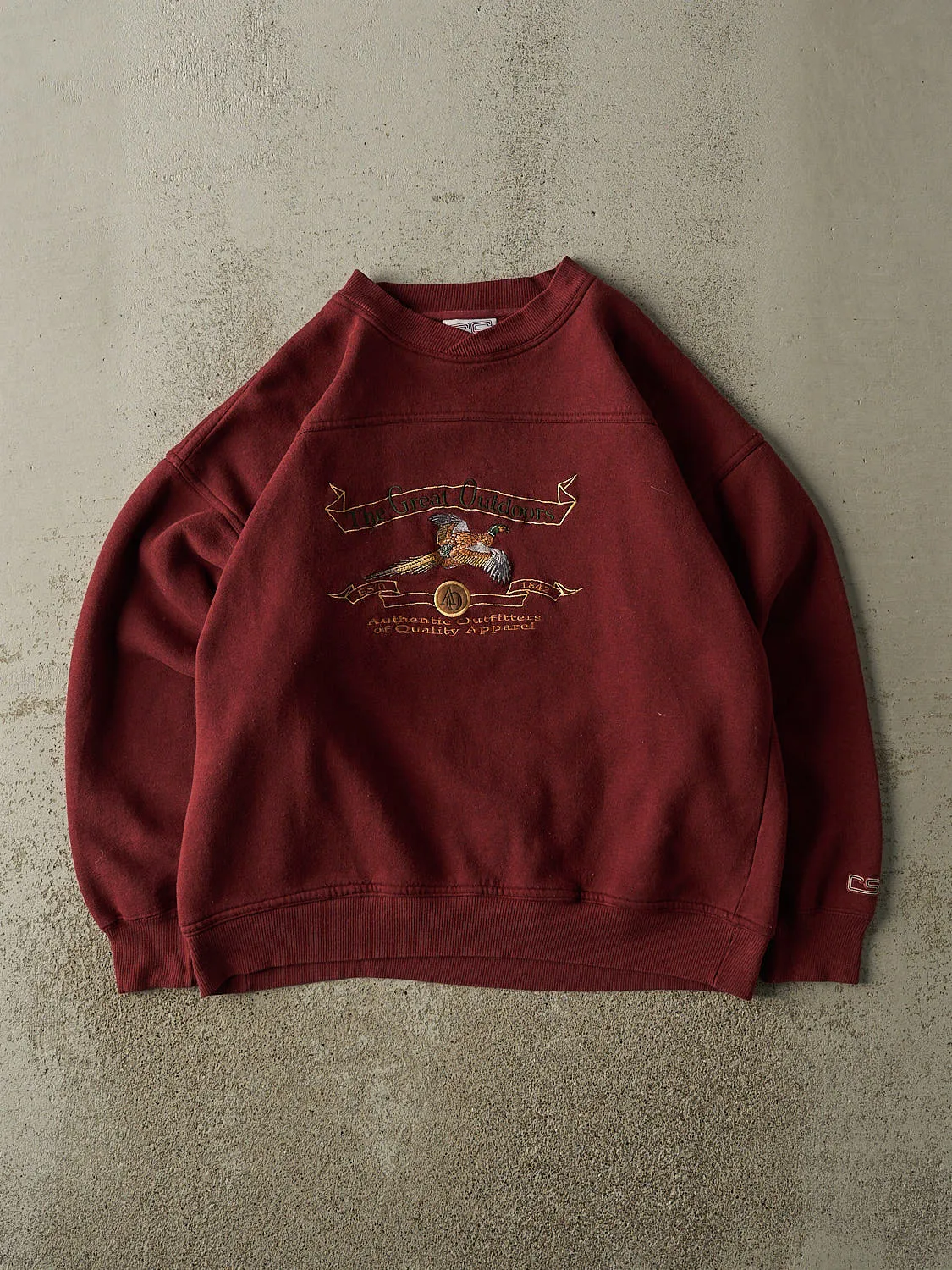 Vintage 90s Burgundy The Great Outdoors Embroidered Crewneck (M/L) sold by Rebalance Vintage