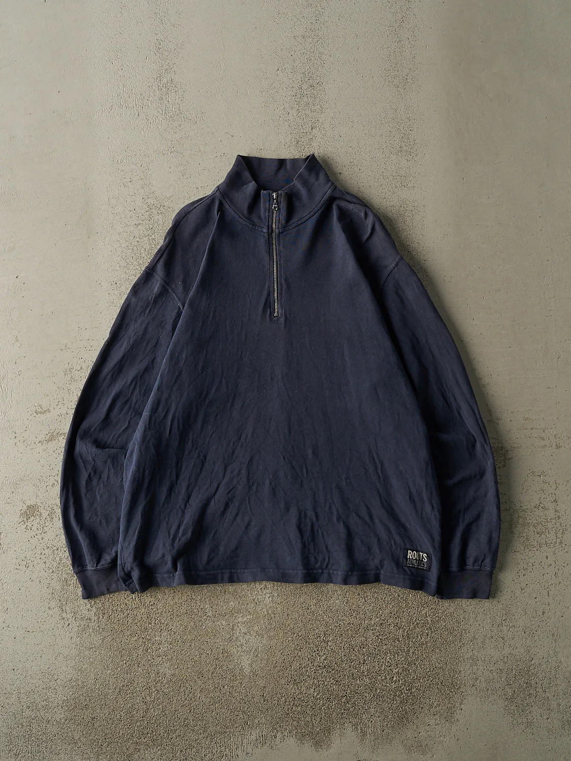 Vintage Y2K Navy Blue Roots Athletics Quarter Zip (L/XL) sold by Rebalance Vintage