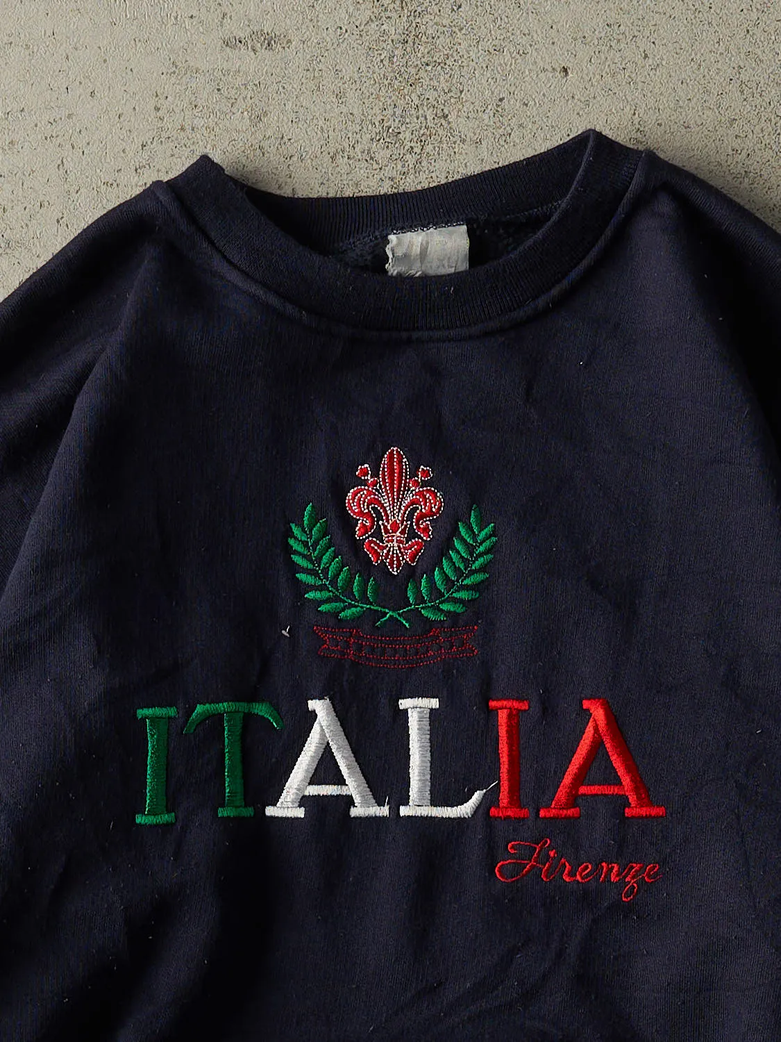 Vintage 90s Navy Blue Italia Embroidered Crewneck (M) sold by Rebalance Vintage product image thumbnail 2