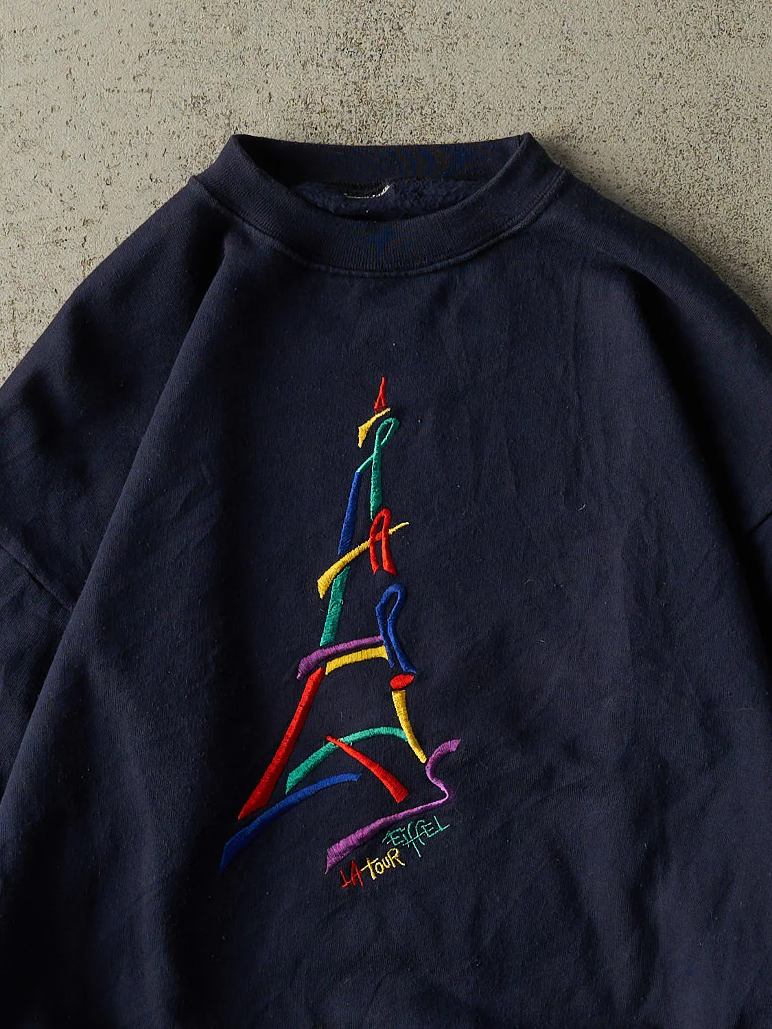 Vintage 90s Navy Blue Paris France Crewneck (S) sold by Rebalance Vintage product image thumbnail 2