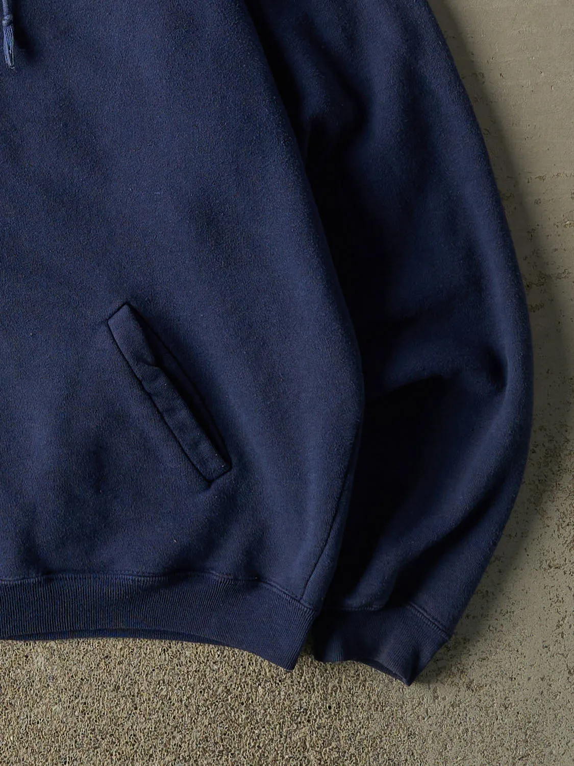 Vintage 80s Navy Blue Blank Zip Up Hoodie (M) sold by Rebalance Vintage product image thumbnail 4