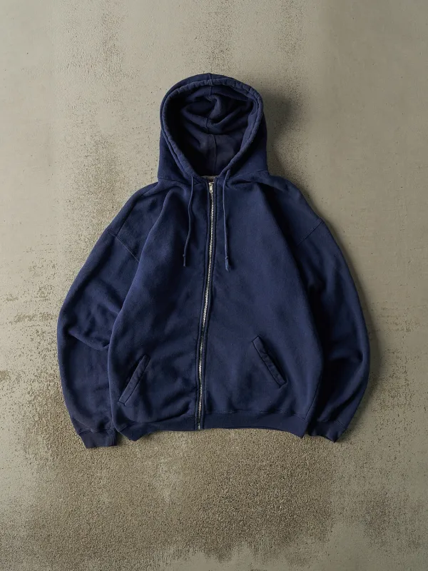 Vintage 80s Navy Blue Blank Zip Up Hoodie (M) sold by Rebalance Vintage