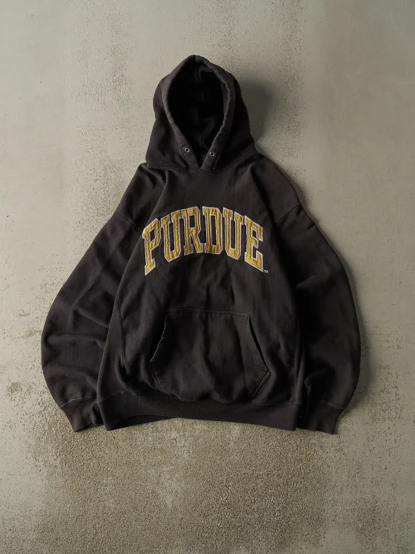 Vintage 90s Faded Black Purdue University Embroidered Hoodie (M/L) sold by Rebalance Vintage