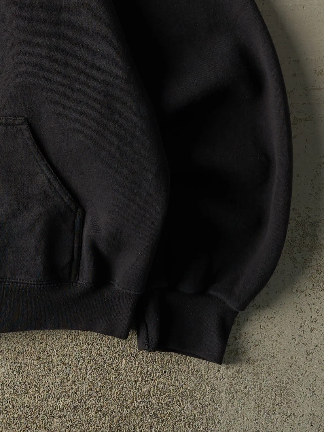 Vintage 90s Faded Black Blank Zip Up Hoodie (XL) sold by Rebalance Vintage product image thumbnail 4